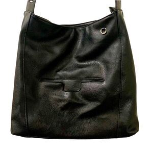 Darcy Marks London Black Pebbled Faux Leather Shoulder Bag Adjustable Strap Lg